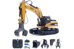 TOUCAN RC HOBBY HUINA Upgrade 580 1:14 Metal RC Excavator RC Bagger Model Engineering Vehicle Electric Ball Grabber 360 Rotat
