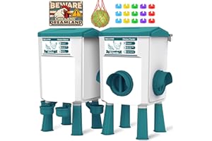 INNOLAND Chicken Feeder and Waterer Set - 3 Gallon/26.5 Pounds, Automatic Chicken Waterer with 4 Cups & 3 Feeder Ports, No Waste Poultry Feeders & Waterers, Chicken Coop Accessories for Hens/Ducks/Poultry