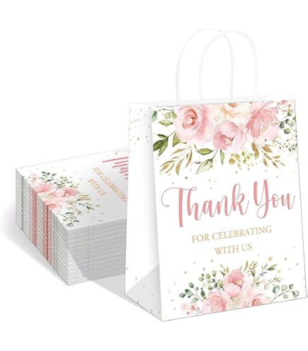 QIELSER 30 Pcs Thank You Gift Bags With Tissue Paper Wildflowers Design Thank You - View #3