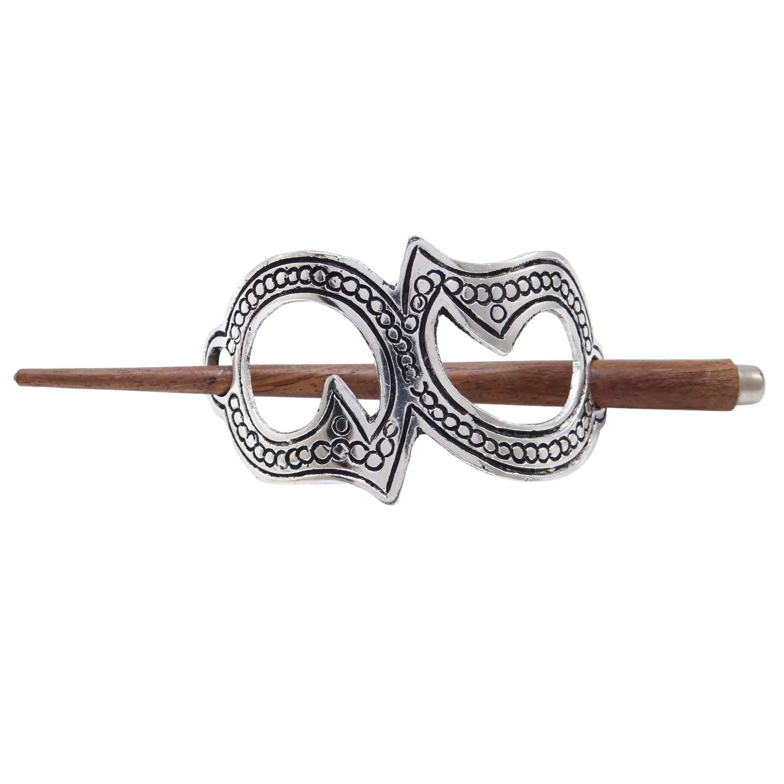 Banithani Hand Carved Metallic Silvertone Long Hair Stick Pin Accessory Gift for Women