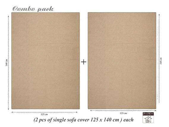 Saral Home Soft Decorative Chenille Sofa Covers (Beige, 140x125 cm) - Set of 2 Pcs