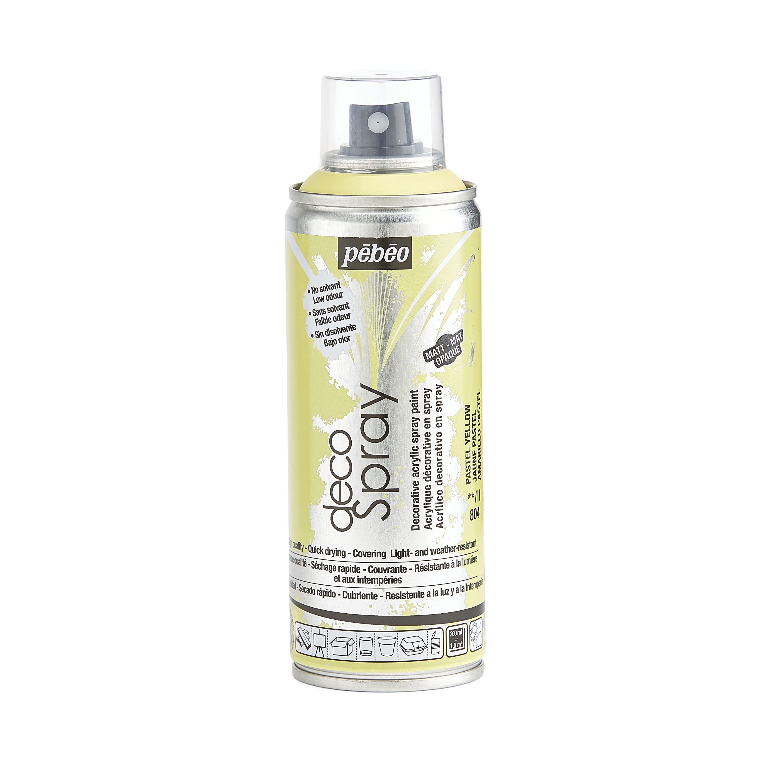 PEBEO 93804 200ml Decospray, Acrylic, Pastel Yellow, 16.5 x 5.2 x 5.2 cm