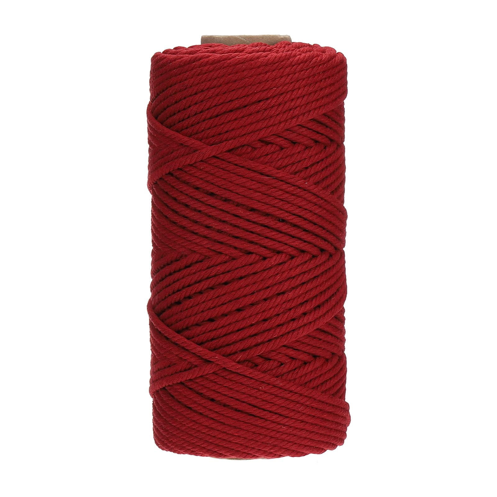 PATIKIL 4mm x 109 Yard Macrame Cord, Soft Cotton Colored Macrame Yarn String 4 Strand Twisted for Wall Hanging Plant Hanger Dreamcatcher DIY Knitting Supplies, Burgundy