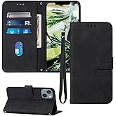 Moment Dextrad for iPhone 13/14 Wallet Case, Card Holder Slots, Wrist Strap, TPU Interior Protective, Stand PU Leather Folio Flip Cases Cover, 13/14 Phone 6.1 inch (Black)