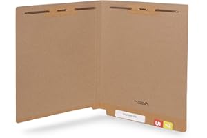 Blue Summit Supplies 50 Brown Fastener File Folders, Reinforced Metal Pronged Tab Files, Letter Size, Kraft
