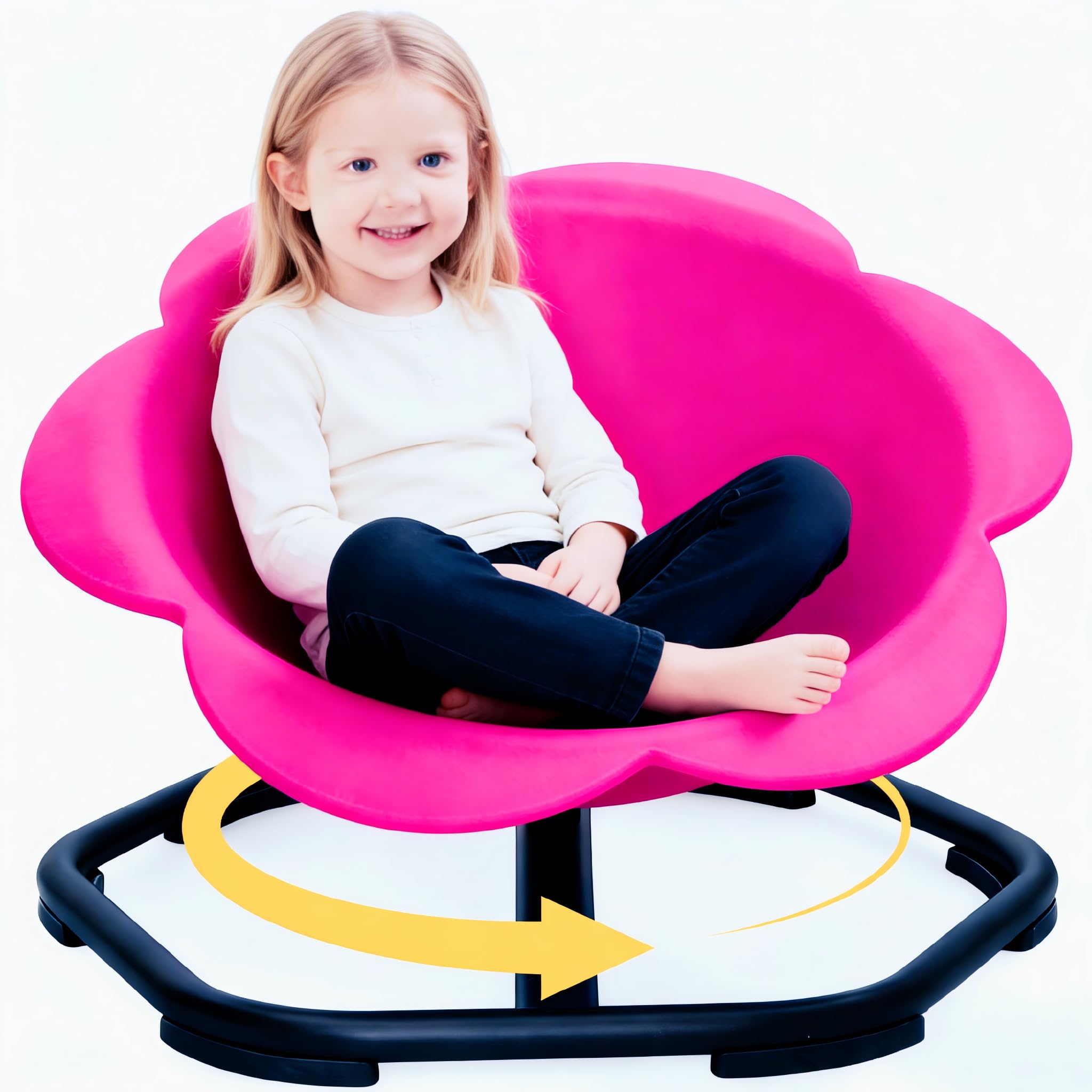 Yosamy Sensory Spinning Chair for Autism,360° Swivel Chair for Toddler, Non-Slip Metal Base, Educational Special Needs Resource Improving Physical Coordination,Sensory Toys for Autism (Pink) — image 1