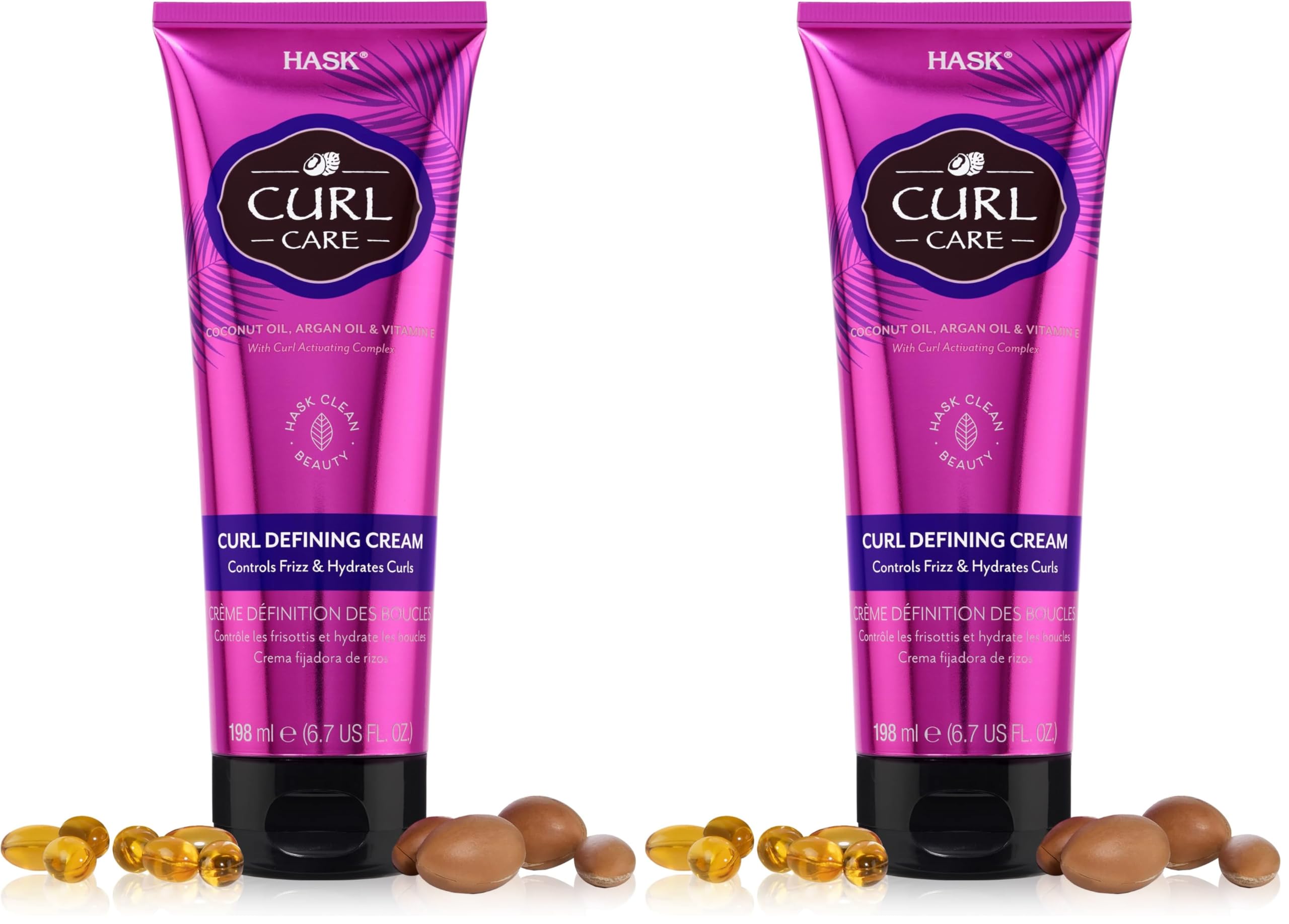 HASK Curl Care Curl Defining Cream for curly hair, vegan formula, cruelty free, color safe, gluten-free, sulfate-free, paraben-free - 1 198 ml Tube (Pack of 2)