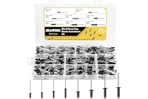 IEAWISL 270PCS Pop Rivets, 8 SAE Sizes Aluminum Blind Rivets Assortment Kit (1/8" 3/16") for Airplanes, Ships, Rails and DIY（Black）