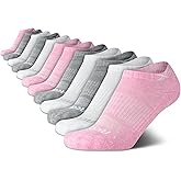 Reebok Girls' 12 Pack Performance Cushion Comfort No Show Socks - Breathable Active Socks for Girls (4-10) - Pink