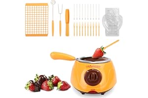 Outamateur Upgraded Melting Fondue Set,MINI Electric Chocolate Melting Pot,Chocolate Fondue Fountain,Warmer Machine for Milk Chocolate,Cheese,Butter,Candy (Yellow)