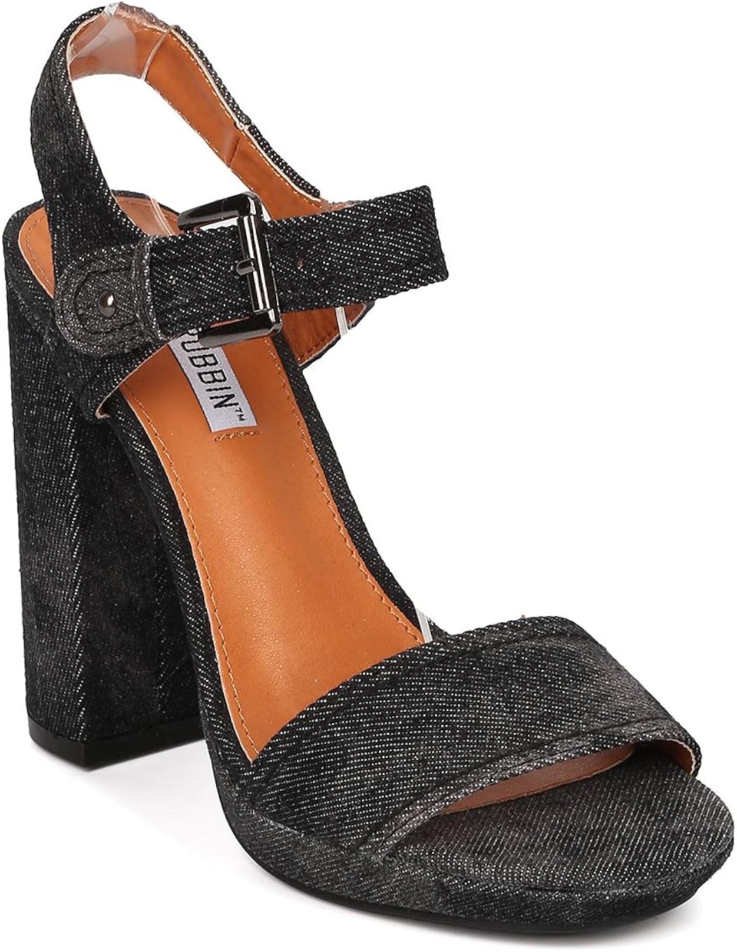 denim block heel sandals