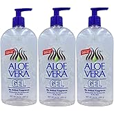 Aloe Vera Gel, 24 oz, pack 3 – Pure, Stabilized Aloe Vera Gel for Face, Hair & Body – Soothing Sunburn Relief, Hydration & Skin Repair – No Added Colors or Fragrances