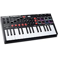 M-AUDIO Oxygen Pro Mini 32-Key USB MIDI Keyboard Controller for MacOS and WinOS, with Beat Pads, Assignable Knobs and Faders,