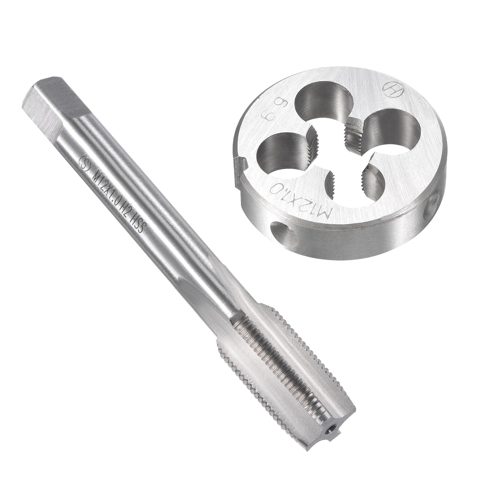 MACHSWON M12 x 1mm Metric Tap and Die Set - Machine Thread Screw Tap with Round Threading Die Kit for Thread Repair