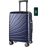VANKEAN Carry On Luggage with Spinner Wheels & TSA Lock, Expandable Fashionable Hard Shell Suitcase airline approved,20 Inch Carry-On,Navy
