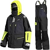 Men’s PRO Sailing Jacket Waterproof & Offshore Bib Pants + Hi-Vis Hoodie 3-Piece Wet Weather Gear for Crew & Ocean Racing