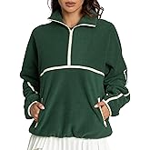 ZIZERY Half Zip Sweatshirt Women Fleece Pullover Lightweight Oversized V Neck Fuzzy Winter Coats with Pockets