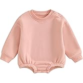 Lukivech Newborn Baby Boy Girl Clothes Fleece Sweatshirt Bubble Romper Solid Oversized Thick Sweater Romper Winter Clothes