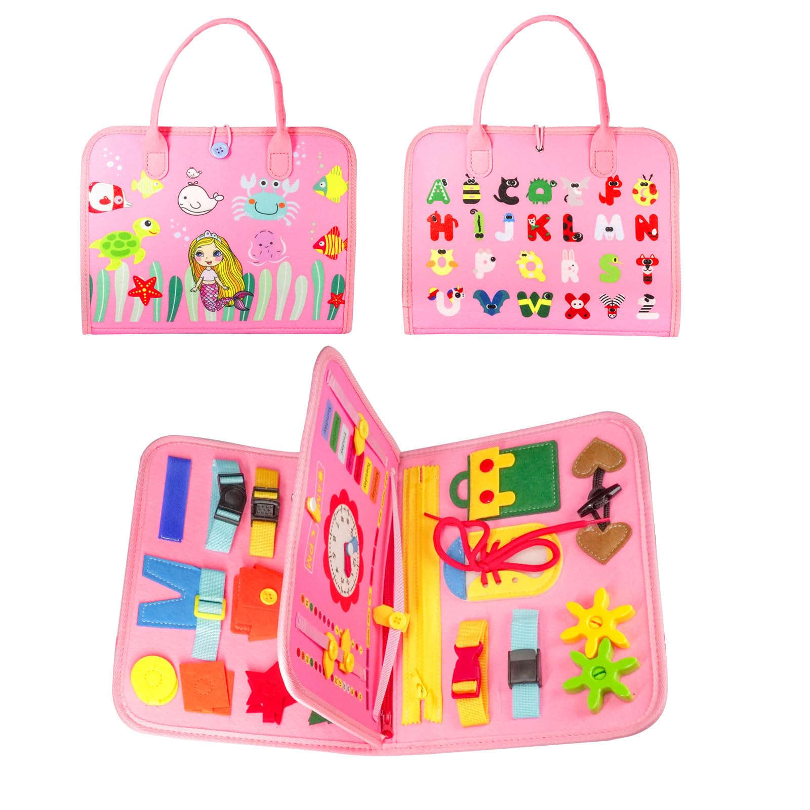 EVERGD Busy Board for Toddlers, 27 in 1 Montessori Sensory Board for 2 3 4 5 6 Year Old Girls Gifts, Educational Learning Toys for Fine Motor Skills, Activities Board Travel Toys on Plane or Car