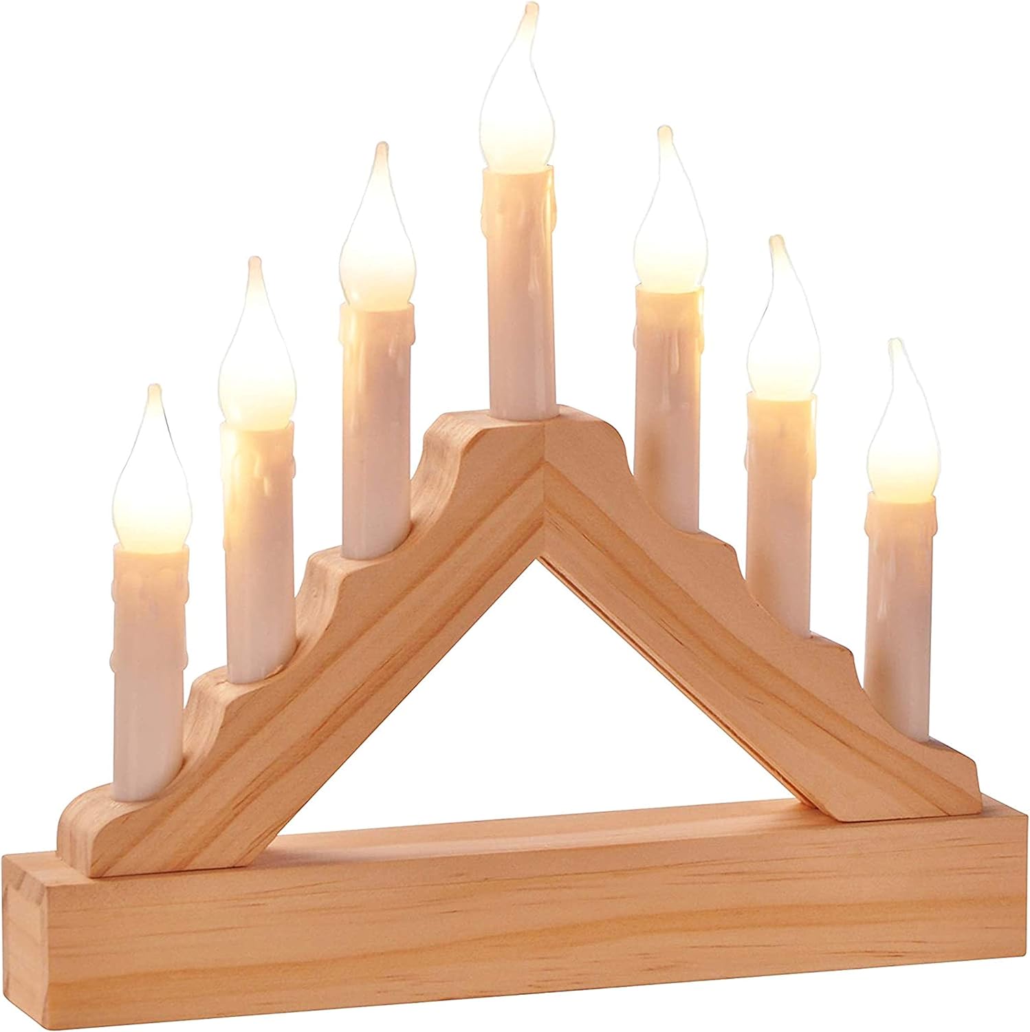 7 Lights Wooden PreLit Candle Bridge Arch Window Christmas Tree