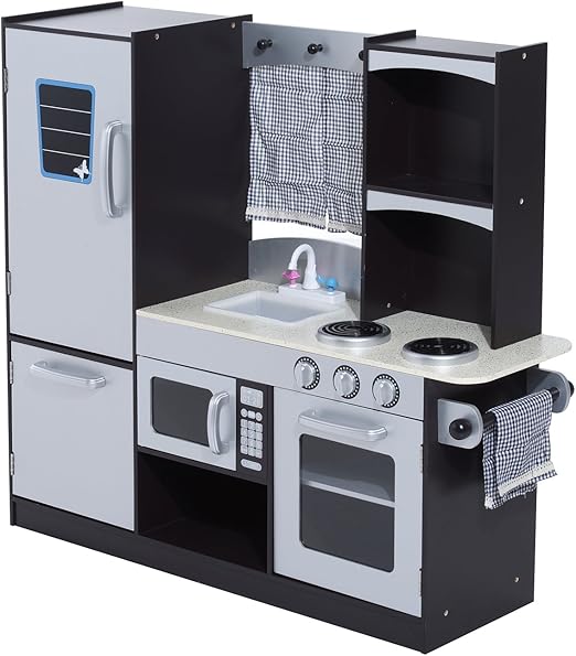 Homcom - Cocina de juguete realista con frigorífico, microondas, cocina y lavabo: Amazon.es: Jardín