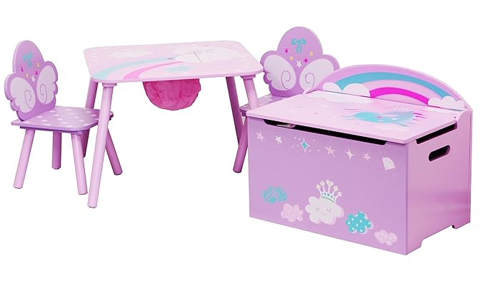 IB-Style - Kindersitzgruppe Unicorn - Stuhl Truhenbank Tisch | 3 Kombinationen | 2X Kinderstuhl 1x Kindertisch 1x Truhenbank/