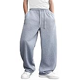 Men’s Baggy Sweatpants Wide-Leg, Elastic Drawstring Waist Casual Lounge Joggers with Deep Pockets and Cozy Fleece