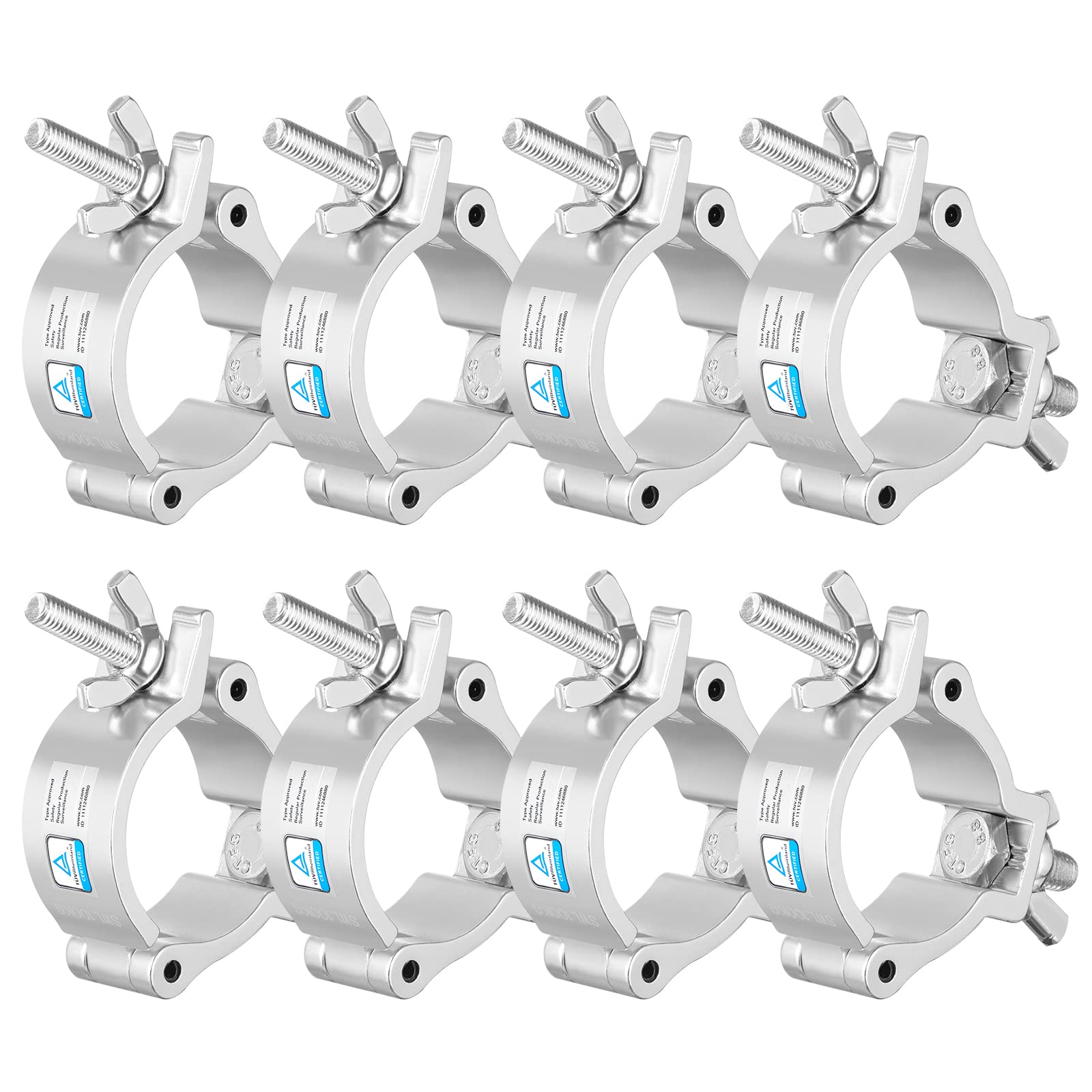 50mm Truss Clamps, 8PCS WorldLite TUV Aluminum 2 Inch Stage Light O Clamps for Truss, Heavy Duty 100KG LED Par Light Moving Head Beam Spot Lighting Clamp, Fit for 48-52mm OD Tube