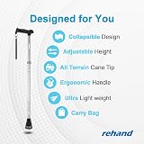 Rehand Foldable Adjustable Walking Cane All Terrain Heavy Duty view 2