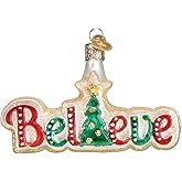Old World Christmas Believe Glass Blown Ornament for Christmas Tree, Handcrafted Holiday Decoration, Holiday Collection