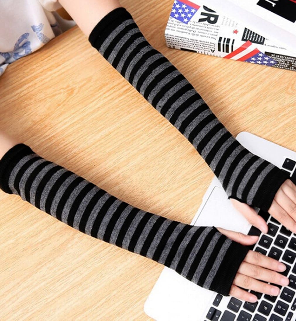 Amandir 2-4 Pairs Long Fingerless Gloves for Women Arm Warmers Knit Thumbhole Stretchy Gloves(Style 2) at  Women’s Clothing store