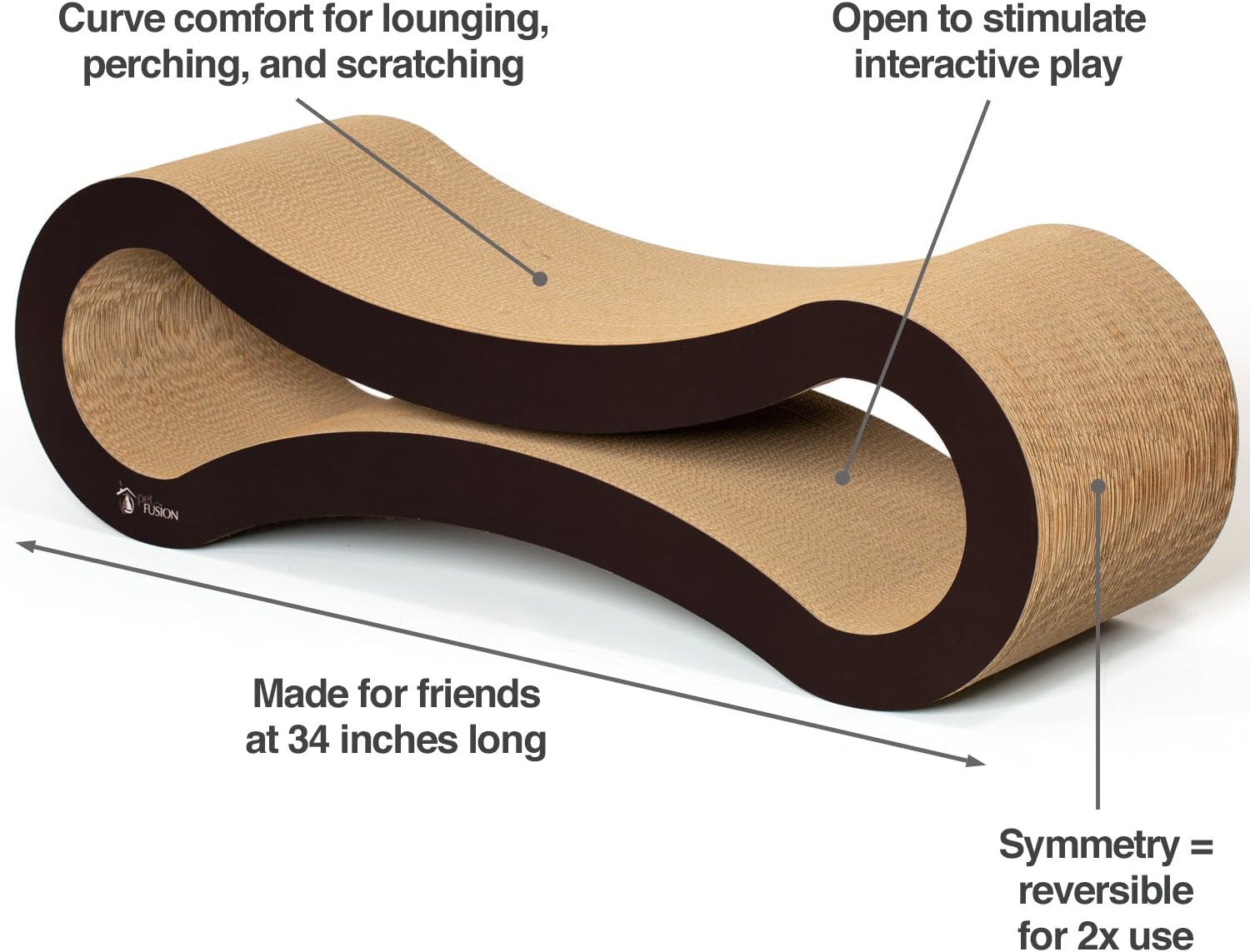 PetFusion Cat Scratcher Lounge - Walnut Brown, 1 Level (PF-CL1) : Pet Beds : Pet Supplies