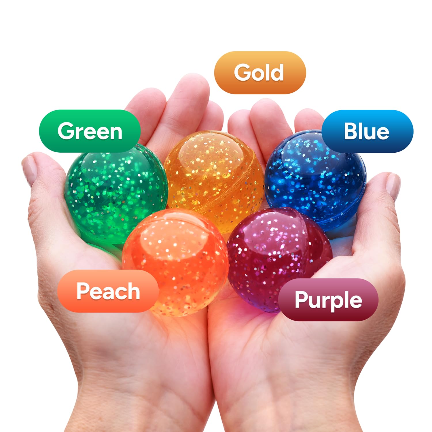 Entervending Bouncy Balls - Glitter Bounce Balls Bulk - Party Favors - Rubber Balls for Kids - Large Bouncy Ball 45 mm - Super Bouncy Balls Gift for Kids