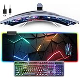 RGB Mouse Pad, Gaming Mousepad with 13 LED Light Modes | 31.5X11.8inch Large Mouse Mat, Gaming Mats for Desk with Non-Slip Rubber Base, Model-A