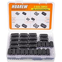 HUAREW 5 Values 28 Pcs Black Clip-on Ferrite Ring Core RFI EMI Noise Suppressor Cable Clip for 3.5mm 5mm 7mm 9mm 13mm Diamete