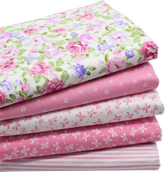 iNee Pink Fat Quarters Quilting Fabric Bundles for Quilting Sewing