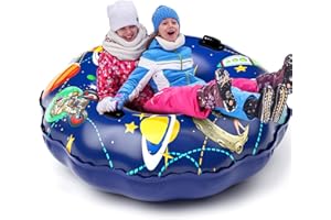 Snow Tube, Hyperzoo 55" Extra Large Inflatable Snow Tube Sled for Kids and Adults, Snow Tube for Sledding Heavy Duty Thickened Cold-Resistant PVC with Sturdy Handles for Skiing Fun for Christmas Gifts