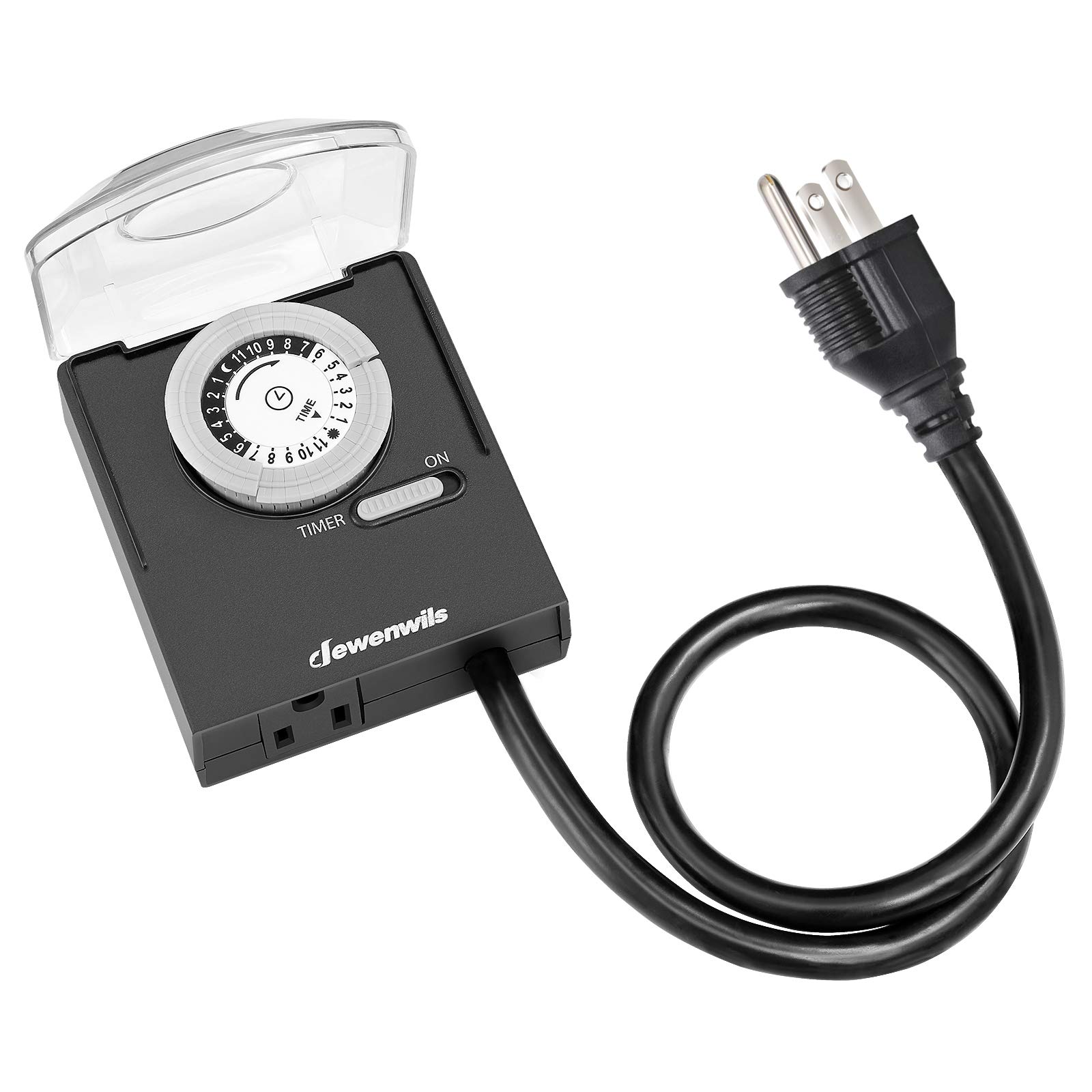 Outdoor Outlet Timer with 2 ft Long Cord, Waterproof Light Timer