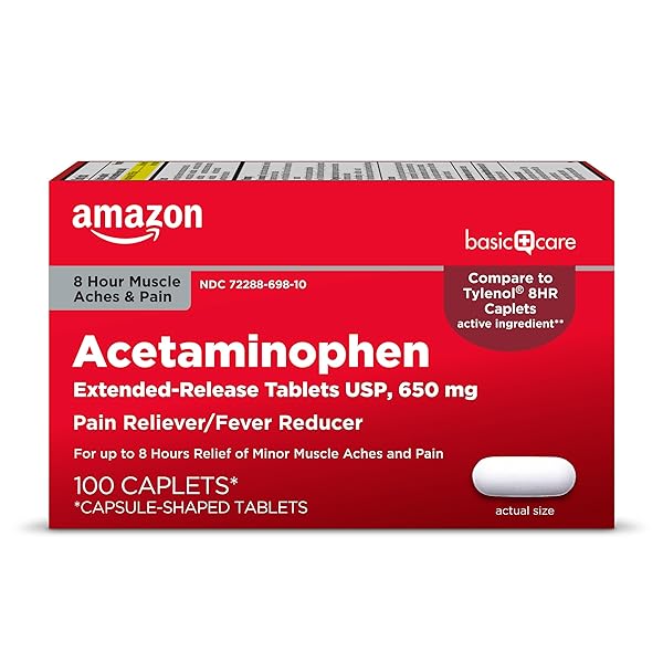 AMAZON BASIC CARE ACETAMINOPHEN EXTENDED-RELEASE TABLETS, 650 MG, 100 COUNT (PACKAGING MAY VARY)