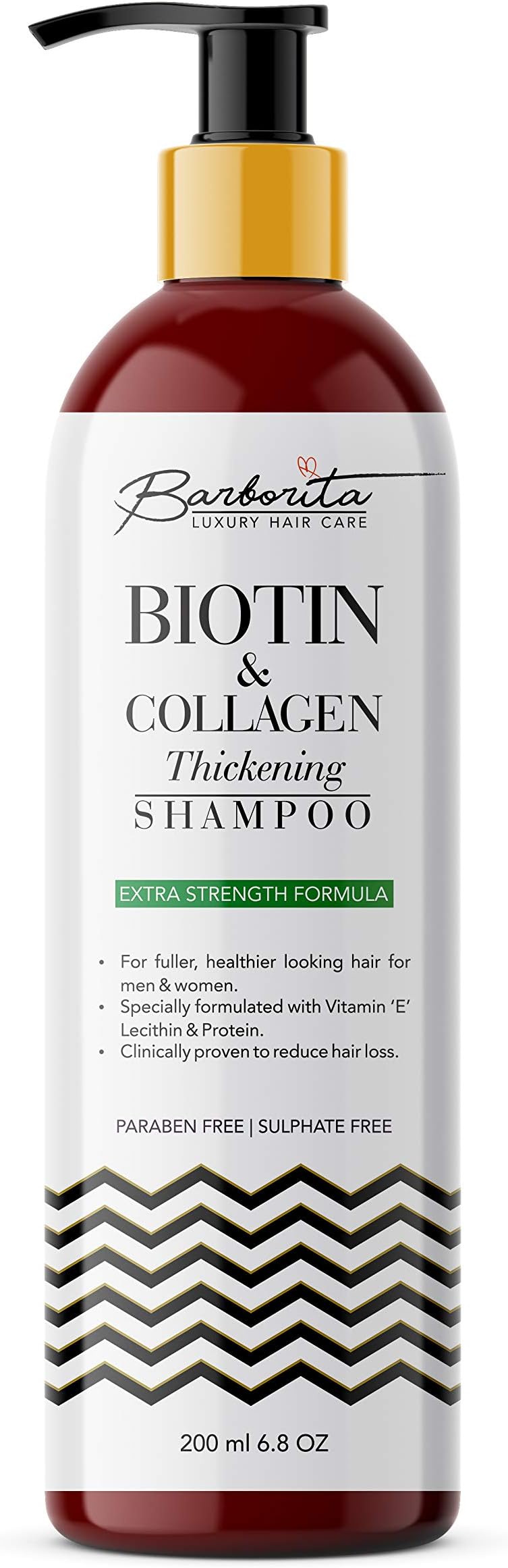 Barborita Biotin Collagen thickening shampoo Biotin B complex for hair fall control, hair stimulating, No sulphate, No paraben, No silicone 200ml