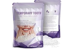 WALEJUC Tooth Repair Kit,Moldable Beads for Teeth Repair,DIY Tooth Filling Repair Kit Fixing The Missing and Broken Replacements, DIY Natural Filling Fake Teeth,Halloween Vampire Teeth Fangs(100 Grams)