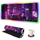 ARTSO Large RGB Gaming Mouse Pad Purple, Extended Soft Led Mouse Pad with 14 Lighting Modes, Water Resist Keyboard Pad, Non-Slip Rubber Base Computer Mousepads Mat 35.4x15.7inch,Purple Neon Sign