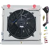 Aluminum Radiator for Dragster/Roadster Style, 3 Row Racing Radiators with Electric Fan Shroud Thermostat Kit