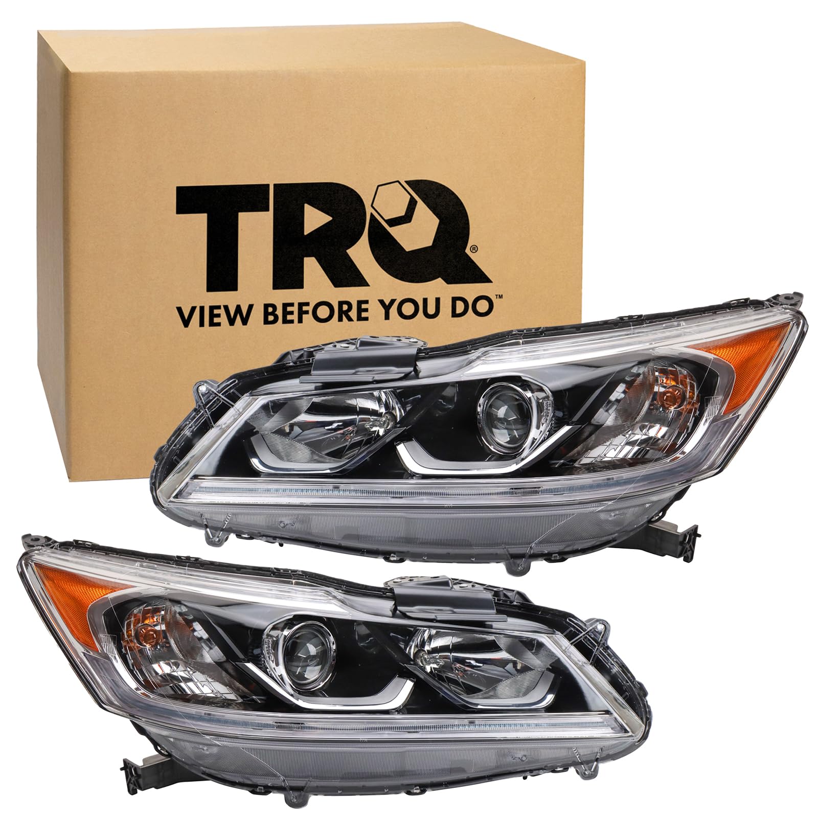 TRQ Driver & Passenger Side Headlight Assembly Set Headlights Driver & Passenger Side Compatible with 2017 Honda Accord HO2502177 HO2503177