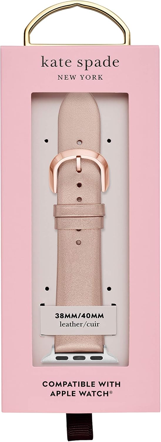 Kate Spade New York Women's Leather Apple Watch Band Strap 38mm 40mm Color: Rose Metallic (Model: KSS0044): Watches
