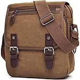 CAAORDKSO Vintage Canvas Messenger bag for Men Women Crossbody Bag Shoulder Bag Travel Bag for Teen Work Daily Satchel Bag