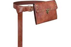 SUMGOGO Retro Belt Pouch Waist Bag Womens Fanny Pack Cellphone Holder Steampunk Mens Medieval Renaissance Purse Costume Accessories (C2-Brown)