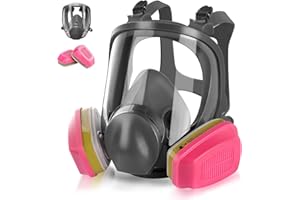 GSHUBB Full-Face Mask Respirator with 60926 Cartridges - Anti-fog,Reusable Gas Cover Organic Vapor Masks Survival Nuclear,Paint Mask for Painting,Dust,Formaldehyde,Epoxy Resin,Sanding,Cutting,welding
