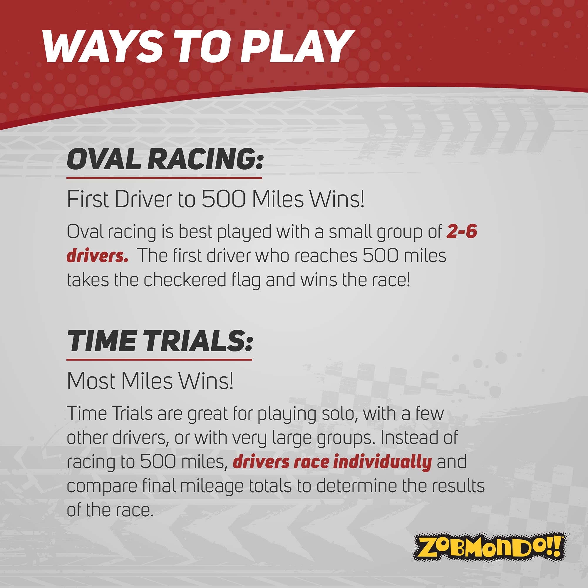 Zobmondo!! Go500 Car Racing Dice Game | Great for NASCAR Fans, Families, and Kids | Portable Fun Game for Home, Travel, Camping, Bleachers, Vacation, Beach