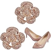 FINGERINSPIRE 2PCS Crystal Shoe Clips 1.7x1.6 Inch Luxury Rhinestones Charms Light Gold Exquisite Flower Buckles Jewelry Decoration With Box for Women Pumps Flats Clutch Hat Scarves